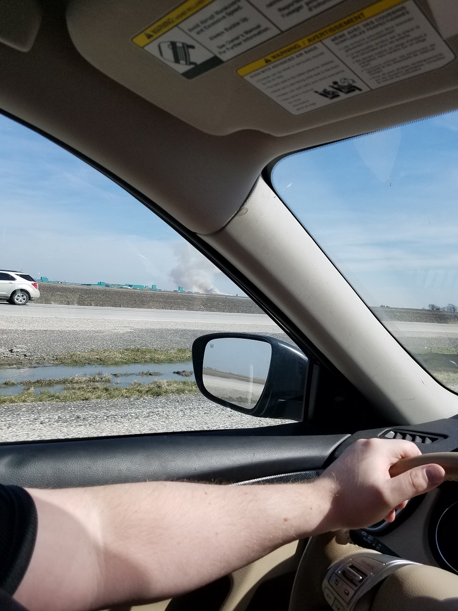 Fire on the side of the road